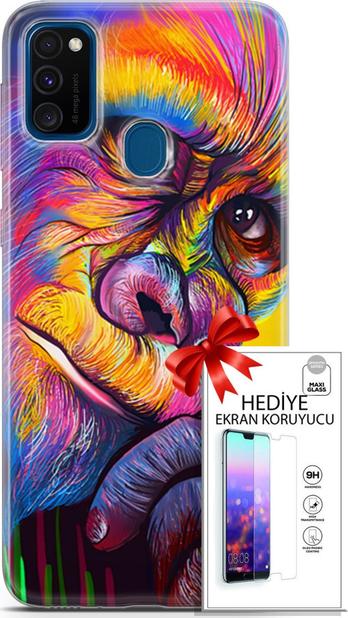 Samsung Galaxy M30S Kılıf Orijinal Seri Bounce 26 Skylar Carter Soft Kapak + Ekran Koruyucu