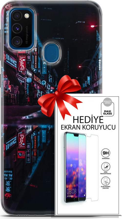 Samsung Galaxy M30S Kılıf Orijinal Seri Cyberpunk 24 Spa Darbe Emici Kılıf + Ekran Koruyucu