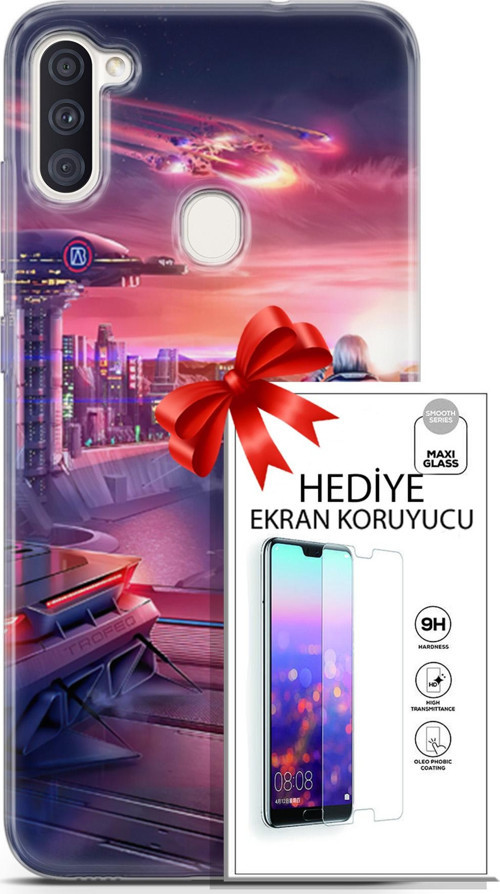 Samsung Galaxy M11 Kılıf Orijinal Seri Cyberpunk 13 Dünya Dışı Case Kapak Ekran Koruyucu