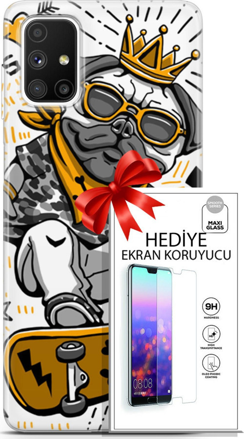 Samsung Galaxy M51 Kılıf Orijinal Seri Punky 09 Punk Pug Uv Kılıf Ve Ekran Koruyucu