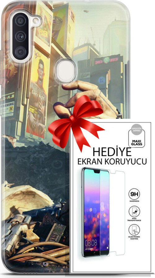 Samsung Galaxy M11 Kılıf Orijinal Seri Cyberpunk 20 El Renkli Kılıf Ekran Koruyucu