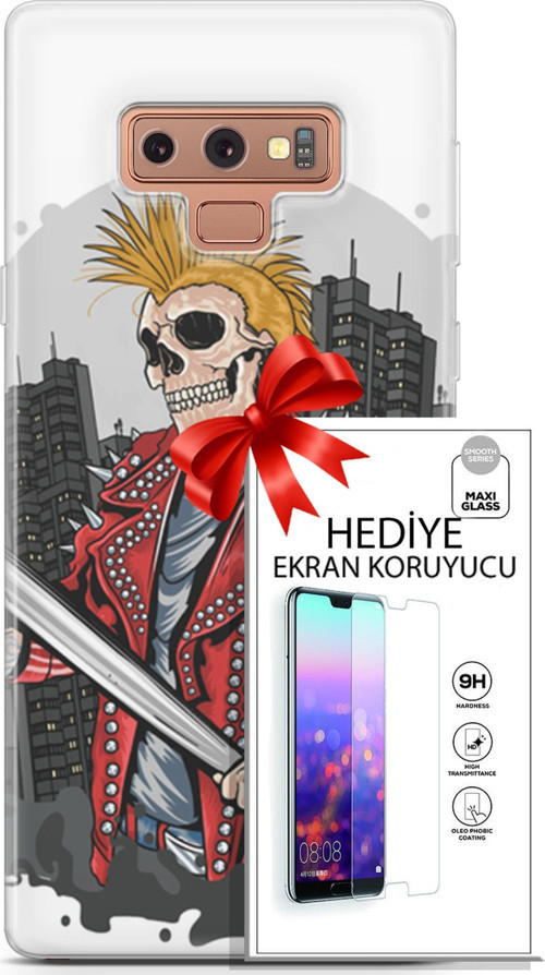 Samsung Galaxy Note 9 Kılıf Orijinal Seri Punky 08 Punk Serseri Baskılı Kılıf + Ekran Koruyucu