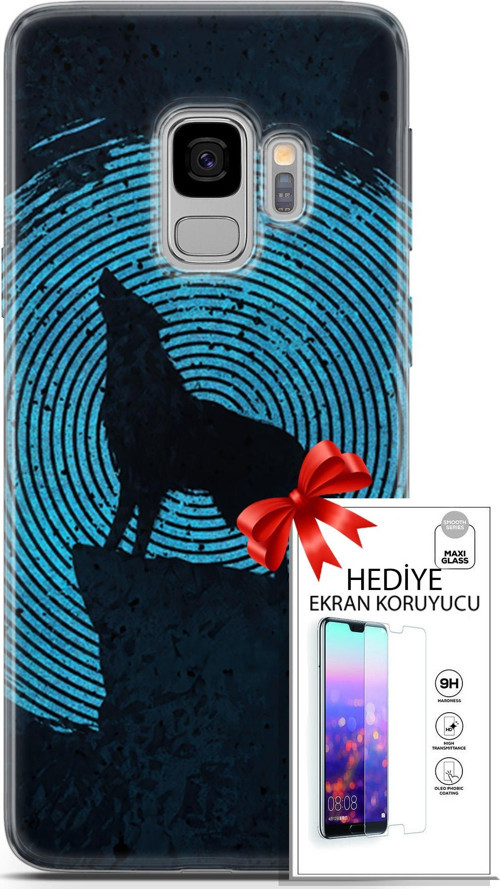Samsung Galaxy S9 Kılıf Orijinal Seri Algorand 05 Parmak İzi Kurt Koruma Kılıfı + Ekran Koruyucu