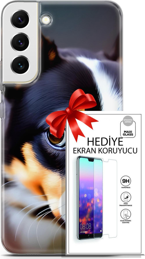 Samsung Galaxy S22 Plus Kılıf Orijinal Seri Dogs 11 İsviçre Bernese 4K Baskılı Kılıf + Ekran Koruyucu