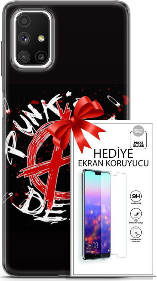 Samsung Galaxy M51 Kılıf Orijinal Seri Punky 15 Punk'S Not Dead Kalın Silikon + Ekran Koruyucu