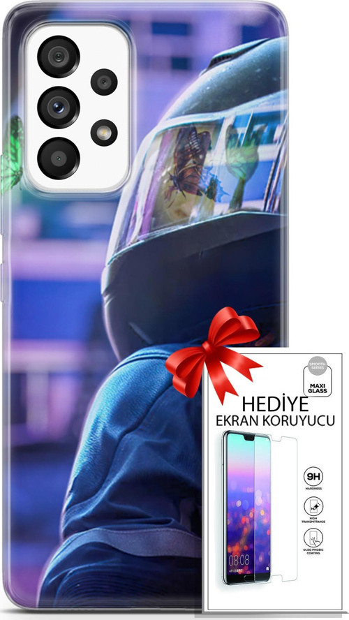 Samsung Galaxy A53 5G Kılıf Orijinal Seri Algorand 26 Kelebekler Soft Kapak + Ekran Koruyucu