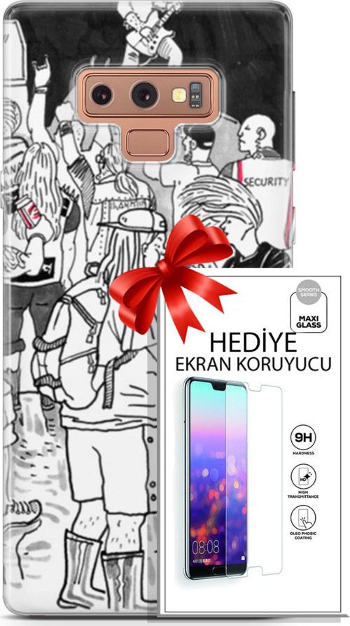 Samsung Galaxy Note 9 Kılıf Orijinal Seri Punky 17 Party Yumuşak Kılıf + Ekran Koruyucu