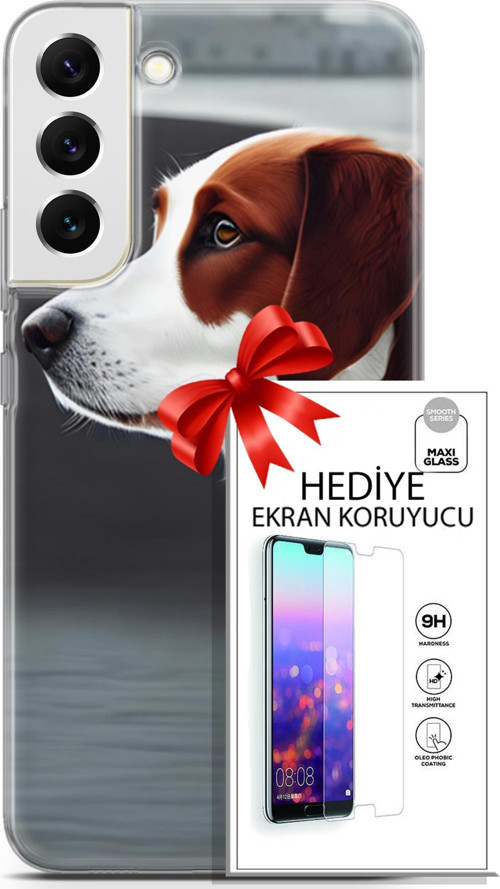 Samsung Galaxy S22 Plus Kılıf Orijinal Seri Dogs 18 Süvari Köpeği Parlak Kılıf + Ekran Koruyucu Full