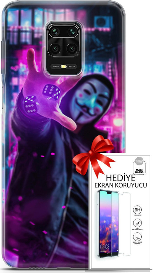 Xiaomi Redmi Note 9S Kılıf Orijinal Seri Algorand 04 Zarlar Silikon Kılıf + Ekran Koruyucu Full Koruma