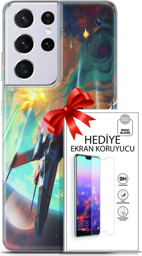 Samsung Galaxy S21 Ultra Kılıf Orijinal Seri Neo 17 Harley & Punchline Yumuşak Kılıf + Ekran Koruyucu