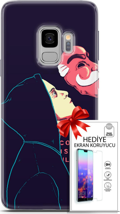 Samsung Galaxy S9 Kılıf Orijinal Seri Algorand 18 Illusion Parlak Kılıf + Ekran Koruyucu Full Koruma