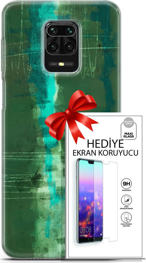 Xiaomi Redmi Note 9S Kılıf Orijinal Seri Nature 06 Yeşil Koruyucu Kapak Ekran Koruyucu