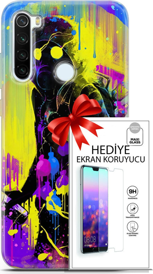 Xiaomi Redmi Note 8T Kılıf Orijinal Seri Cardano 19 Sarı Mavi Mor Tam Koruma Kılıf + Ekran Koruyucu