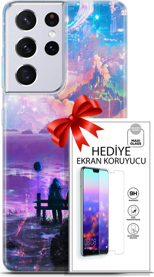 Samsung Galaxy S21 Ultra Kılıf Orijinal Seri Neo 25 Spider Man Miles Soyulmayan Kılıf + Ekran Koruyucu