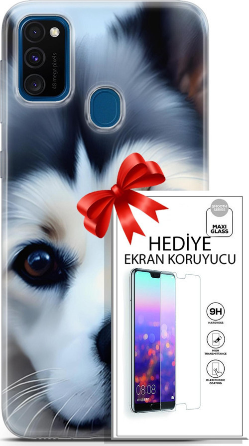 Samsung Galaxy M30S Kılıf Orijinal Seri Dogs 12 Shiba Tasarım Kılıf + Ekran Koruyucu