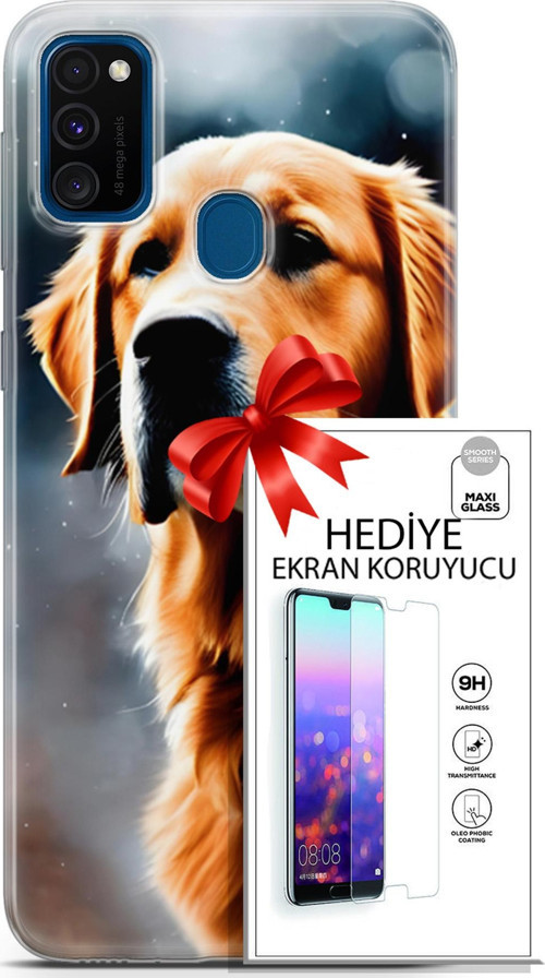 Samsung Galaxy M30S Kılıf Orijinal Seri Dogs 16 Golden Retriever Hediyelik Kılıf Ve Ekran Koruyucu