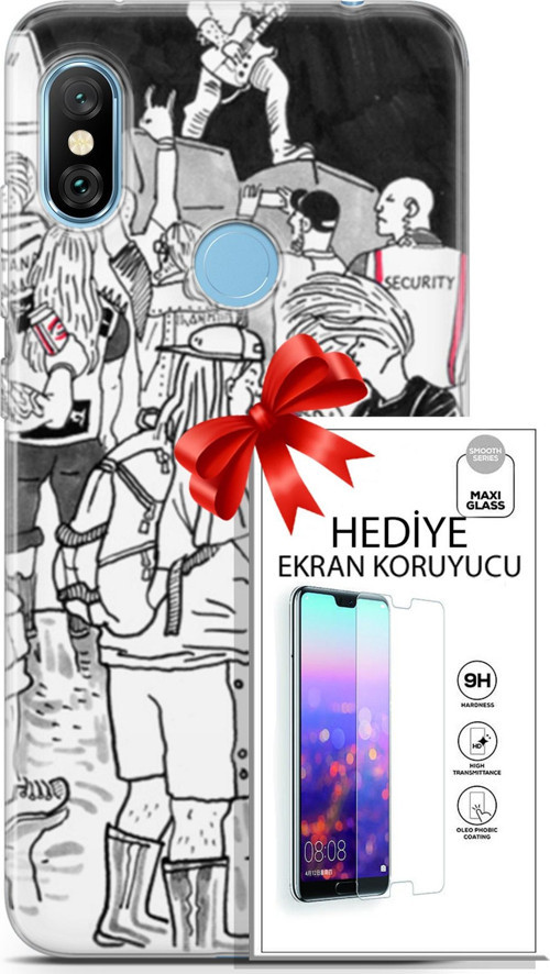 Xiaomi Redmi Note 6 Pro Kılıf Orijinal Seri Punky 17 Party Yumuşak Kılıf + Ekran Koruyucu