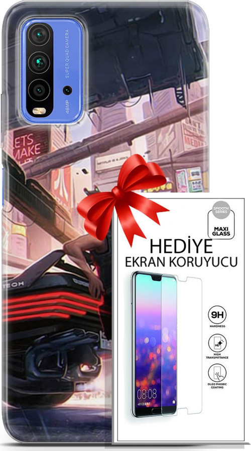 Xiaomi Redmi 9T Kılıf Orijinal Seri Cyberpunk 19 Keanu Reeves Tam Koruma Kılıf + Ekran Koruyucu