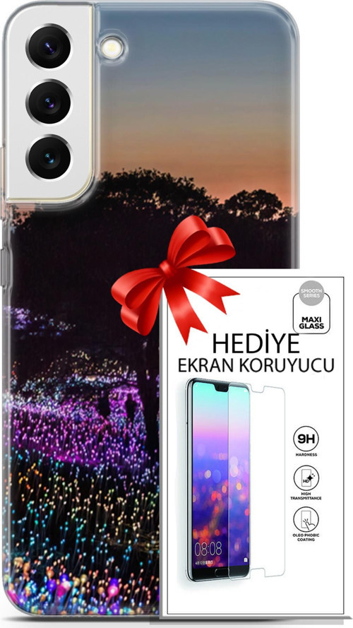 Samsung Galaxy S22 Plus Kılıf Orijinal Seri Fantasy 11 Işıltılı Brookgreen 4K Baskılı Kılıf + Ekran Koruyucu