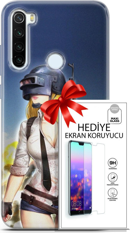 Xiaomi Redmi Note 8T Kılıf Orijinal Seri Pubg 27 Anna Lazer Kesim Silikon Ekran Koruyucu