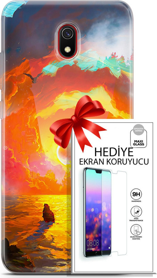 Xiaomi Redmi 8A Kılıf Orijinal Seri Neo 21 Tabancalı Darbe Önleyici Kapak + Ön Ekran Koruyucu