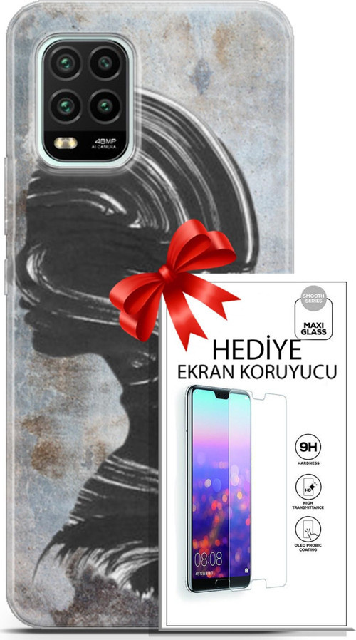 Xiaomi Mi 10 Lite 5G Kılıf Orijinal Seri Soul 18 Silüet Parlak Kılıf + Ekran Koruyucu Full Koruma