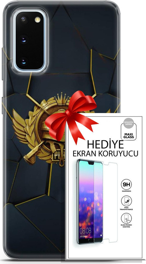 Samsung Galaxy S20 Kılıf Orijinal Seri Pubg 16 Amblem Hediyelik Kılıf Ve Ekran Koruyucu