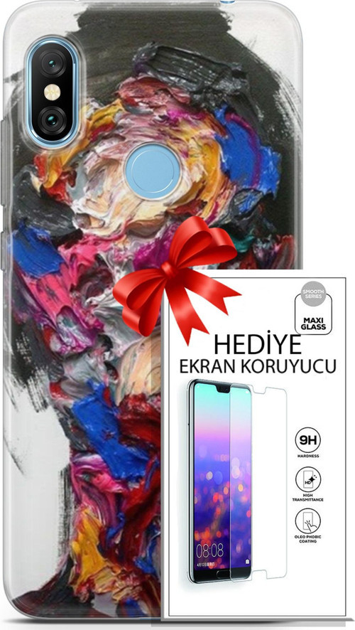 Xiaomi Redmi Note 6 Pro Kılıf Orijinal Seri Soul 02 Sanatsal Kapak Ve Ekran Koruyucu
