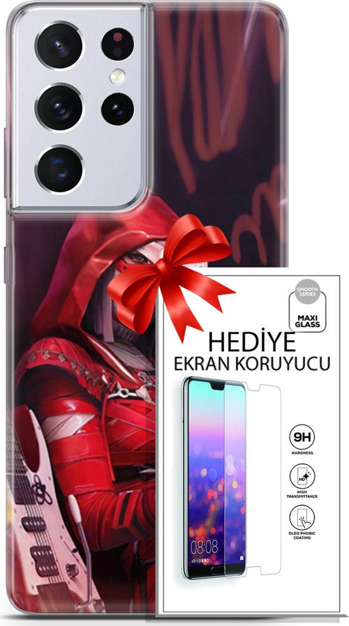 Samsung Galaxy S21 Ultra Kılıf Orijinal Seri Pubg 20 Selfie Mod Renkli Kılıf Ekran Koruyucu