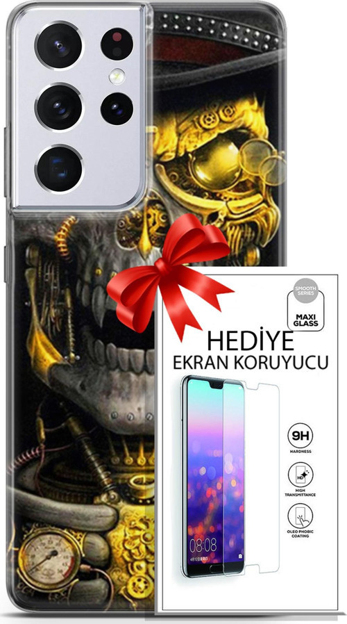 Samsung Galaxy S21 Ultra Kılıf Orijinal Seri Pubg 22 Skeleton Kap + Ekran Koruyucu
