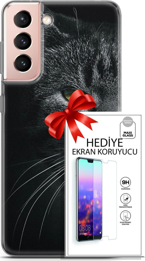 Samsung Galaxy S21 Kılıf Orijinal Seri Scotish-British 24 Asi Kedi Darbe Emici Kılıf + Ekran Koruyucu