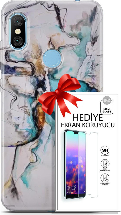 Xiaomi Redmi Note 6 Pro Kılıf Orijinal Seri Soul 11 Turkuaz 4K Baskılı Kılıf + Ekran Koruyucu Full Koruma