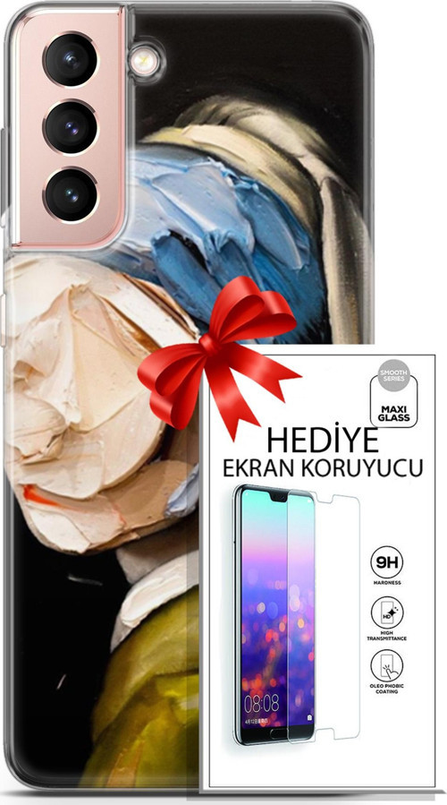 Samsung Galaxy S21 Kılıf Orijinal Seri Soul 03 Yüzü Olmayan Kadın Arka Kapak + Ekran Koruyucu