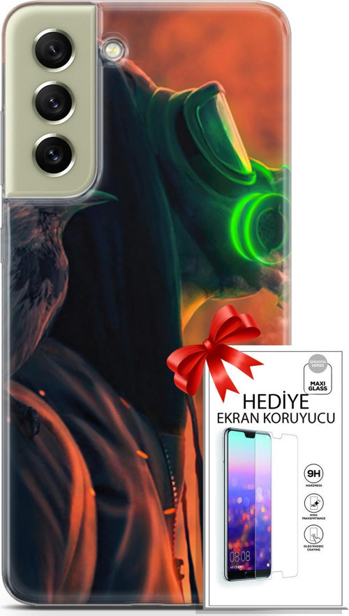 Samsung Galaxy S21 Fe Kılıf Orijinal Seri Algorand 01 Gaz Maskeli Telefon Kılıfı + Ekran Koruyucu