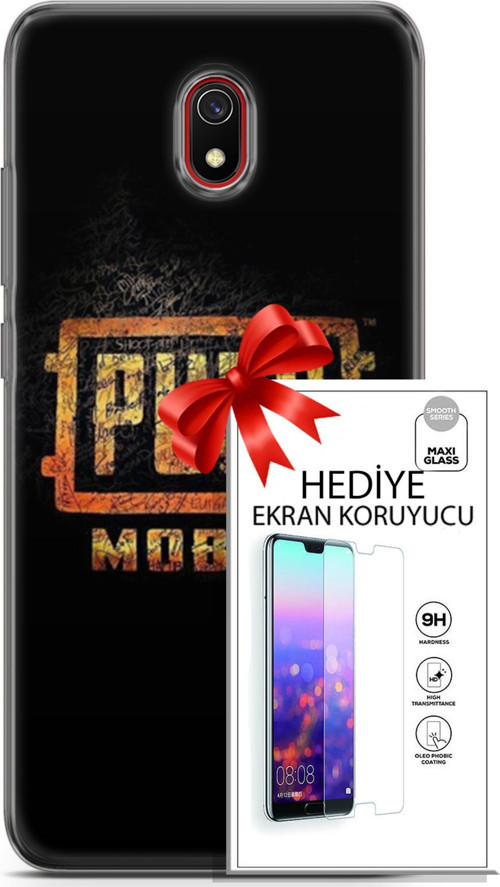 Xiaomi Redmi 8A Kılıf Orijinal Seri Pubg 14 Logo Cover Kılıf + Ön Ekran Koruyucu