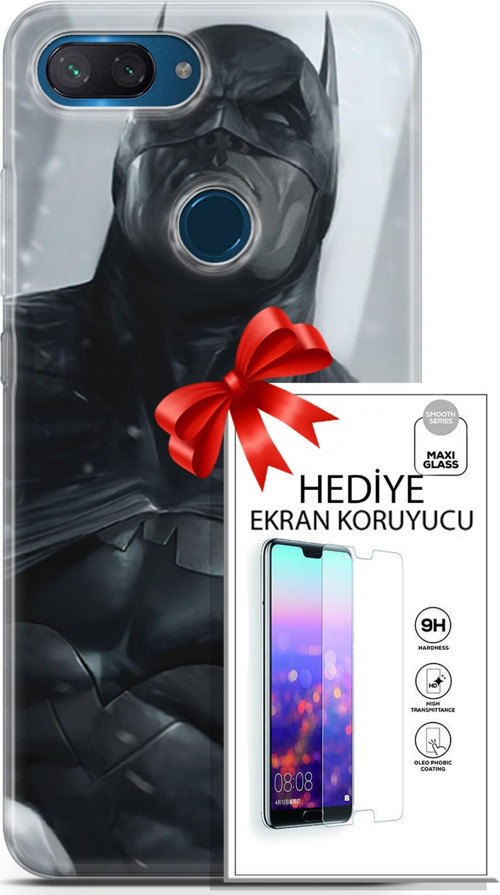 Xiaomi Mi 8 Lite Kılıf Orijinal Seri Dc 08 Batman Dc Baskılı Kılıf + Ekran Koruyucu