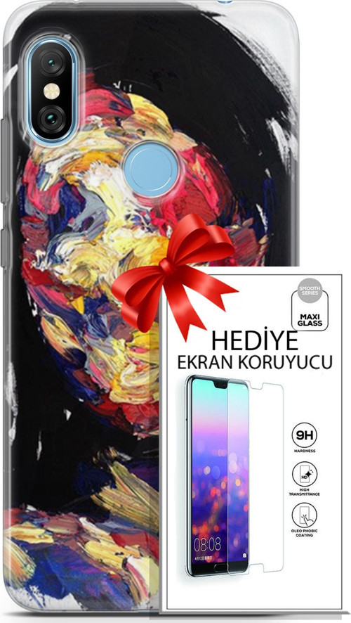 Xiaomi Redmi Note 6 Pro Kılıf Orijinal Seri Soul 16 Karışık Çok Renkli Hediyelik Kılıf Ve Ekran Koruyucu