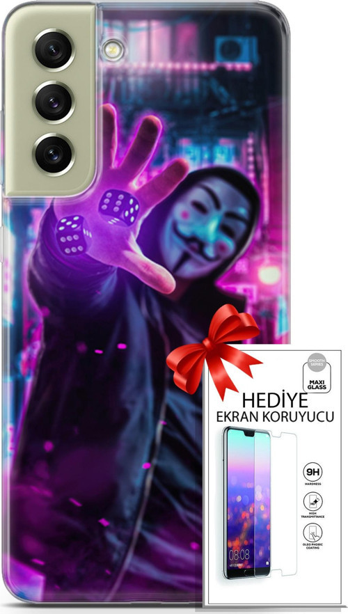 Samsung Galaxy S21 Fe Kılıf Orijinal Seri Algorand 04 Zarlar Silikon Kılıf + Ekran Koruyucu Full Koruma