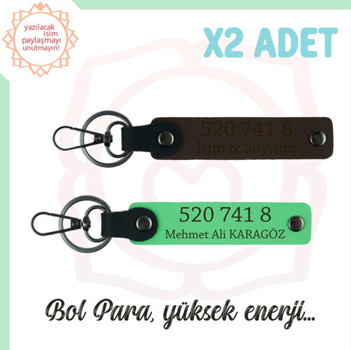 Koyu Kahve-F Yeşil, Adınıza Özel Yüksek Enerji Sağlayan, Hediyelik 520 741 8 Yazılı 2'li Anahtarlık