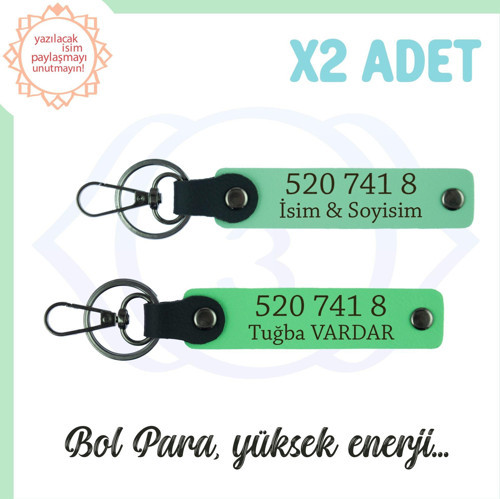 Yeşil-F Yeşil, İsme Özel Hediyelik, Yüksek Enerji Veren, 520 741 8 Bolluk Akışı 2'li Anahtarlık Seti