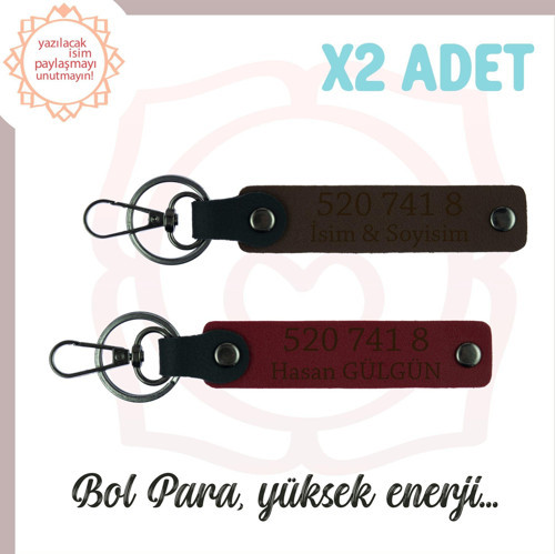 K Kahve-Bordo, İsmin Yazılı Bolluk Kaynağı Hediye İçin İdeal 520 741 8 Güç ve Enerji 2'li Anahtarlık