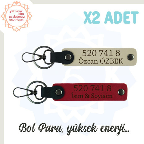 Kırmızı-S Kahve, İsim Yazılı, 520 741 8 Bolluk ve Başarı Sayılı, Hediyelik Enerji 2'li Anahtarlık
