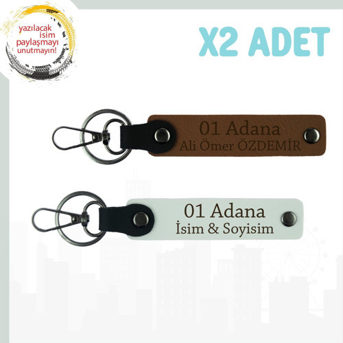 A. Kahve-Beyaz, Kişiselleşmiş 01 Adana Yazılı İdeal Hediyelik, Şehir İsmiyle Tasarlı 2'li Anahtarlık