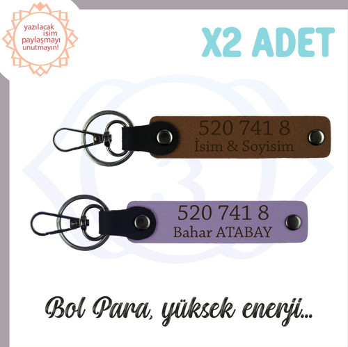 Açık Kahve-Mor , Kişiselleştirilebilir Ve Enerji Dolu Özel Hediye 520 741 8 Yazılı 2'li Anahtarlık