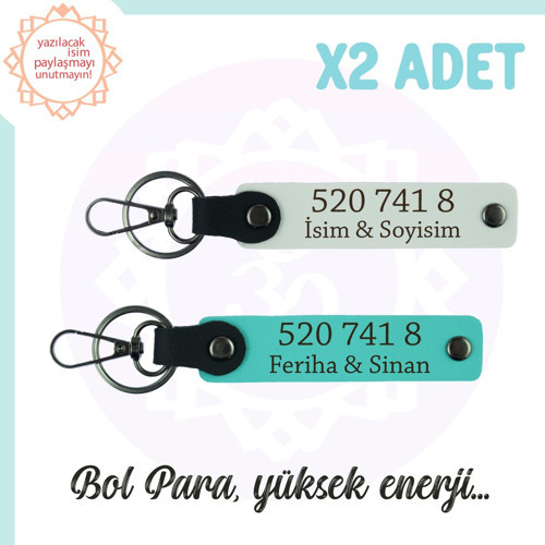 Beyaz-Turkuaz, Kişiselleştirilebilir Bolluk Kaynağı 520 741 8 Sevdiklerinize Hediye 2'li Anahtarlık