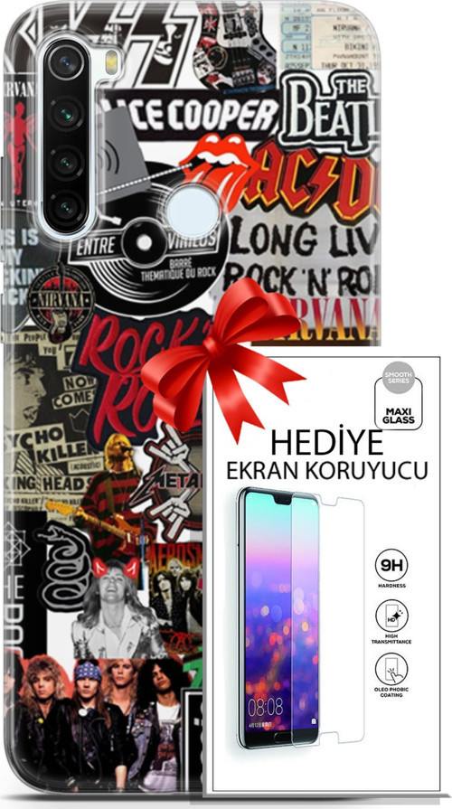Xiaomi Redmi Note 8T Kılıf Orijinal Seri Punky 30 Rock'N Roll Kenarları Şeffaf Kapak Ve Ekran Koruyucu