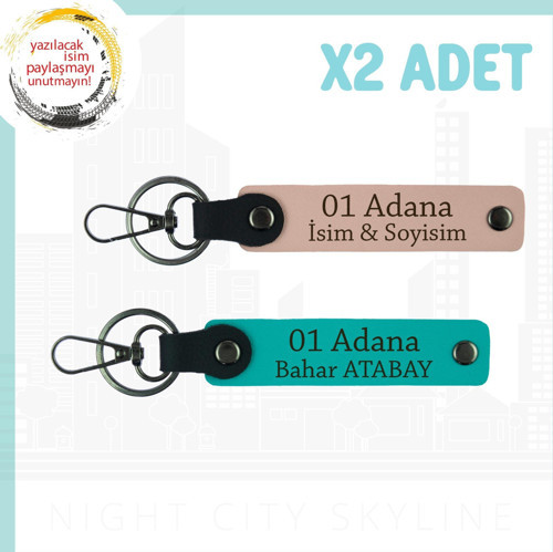 Yavru Ağzı-K Turkuaz, Size Özel 01 Adana Yazılı, Şık ve Özgün Bir Şehir Hatırası 2'li Anahtarlık Set