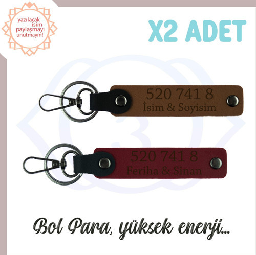 Açık Kahve-Bordo, İsminize Özel Manevi Huzur, Sevdiklerinize Hediye 520 741 8 Sayılı 2'li Anahtarlık