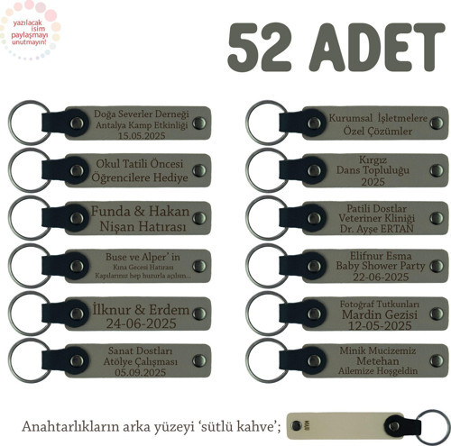 Kül Gri & Sütlü Kahve, Yıl Sonu Etkinliklerinde Hatıra, 52'li Set, İsme Özel Yazılı Anahtarlık