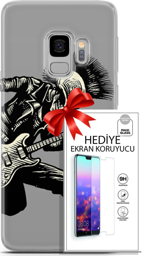 Samsung Galaxy S9 Kılıf Orijinal Seri Punky 07 Punk Gitarist Desenli Kılıf + Ön Ekran Koruyucu